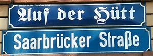 Saarbrücker Straße in Dudweiler, Ortsausgang Richtung Sulzbach, historischer Straßenname Auf der Hütt
