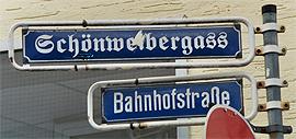 Bahnhofstraße in Dudweiler, historischer Straßenname Schönweibergass